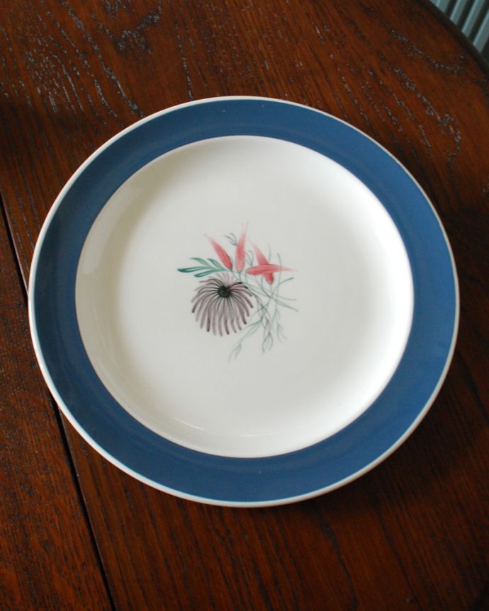 スージークーパー アンティーク雑貨 イギリスのヴィンテージ食器、スージークーパーの「ブルーダリア」ディナープレート。上から見るとこんな感じです状態のいいものだけを選んでいますが、アンティークなのでキズや欠けがある場合があります。(m-1824-z)