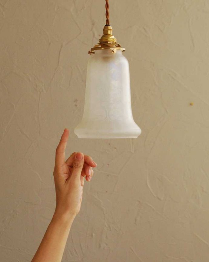 ペンダントライト　照明・ライティング　英国らしい模様のアンティークシェードペンダントライト（コード・シャンデリア電球・ギャラリーA付き）。。(m-2009-z)