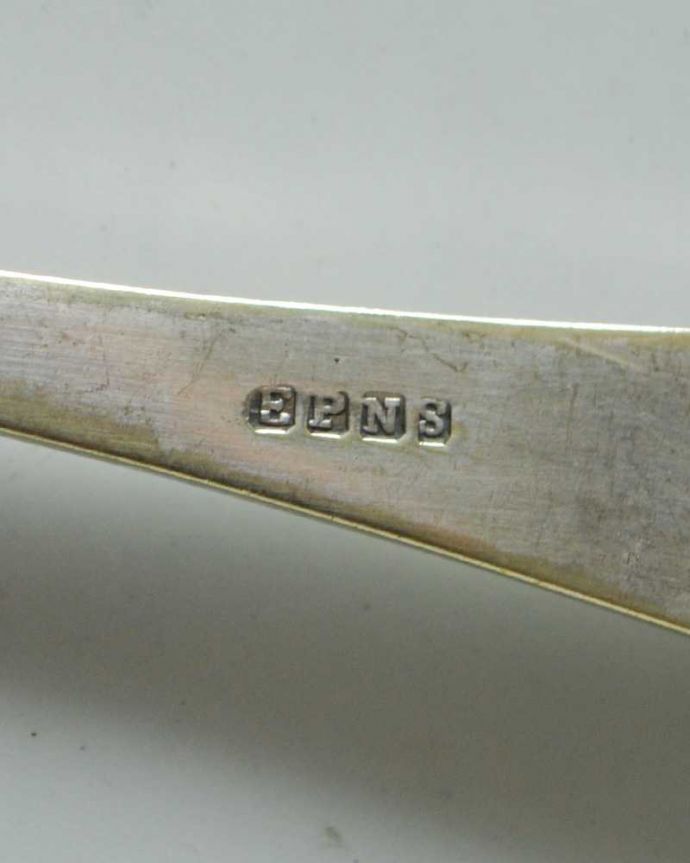 アンティーク シルバー製　アンティーク雑貨　ベリーとお花の装飾が華やかなアンティークシルバー（プレザーブドスプーン）。裏側には品質の証EPNSークが付いていました。(m-2891-z)