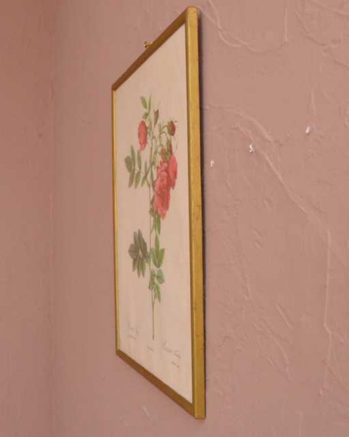 アンティーク その他の雑貨　アンティーク雑貨　壁に掛けるだけで華やかになるルドゥーテのバラのアンティークフレーム。横から見ると…こんな感じです。(m-3508-z)