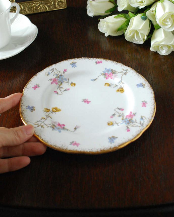 アンティーク 陶磁器の雑貨　アンティーク雑貨　ロイヤルスタッフォードのアンティークプレート( VIOLETS・POMPADOUR)。飾って使って楽しむアンティーク実用的に一番使いやすいサイズ。(m-3591-z)