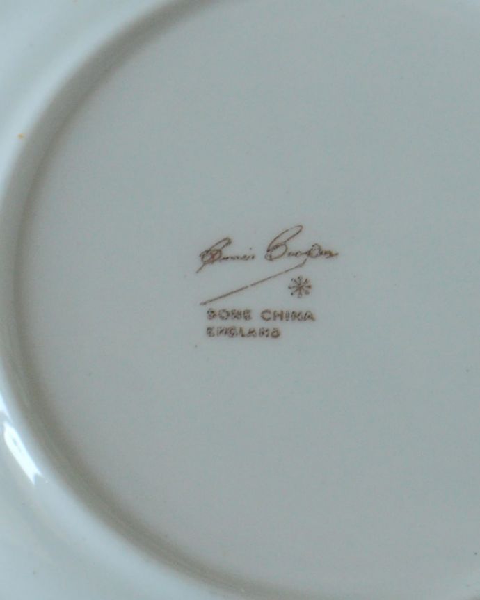 スージークーパー　アンティーク雑貨　英国から届いたスージークーパーのレイズドスポットシリーズのプレート。裏側のバックスタンプ1951～66年3月製造のスージークーパ―ボーンチャイナイングランドで使われていたバックスタンプが押されています。(m-4004-z)