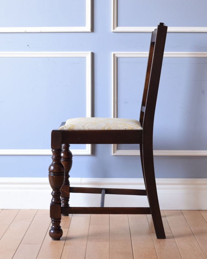 七仔panda 英国アンティーク 椅子 バルボス脚オーク材　ジャンク品 バルボスレッグが重厚なアンティーク風のオーク材のダイニングチェア(y
