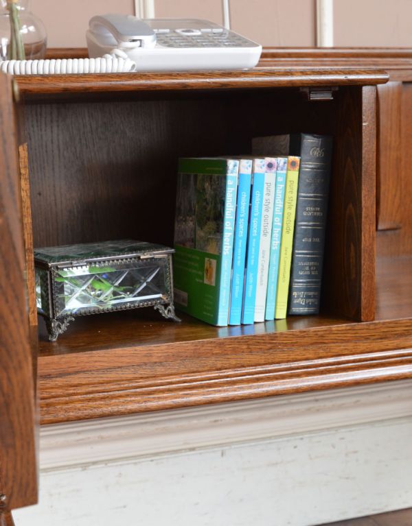 アンティークのクラシックな英国家具、収納付のテレフォンベンチ（電話