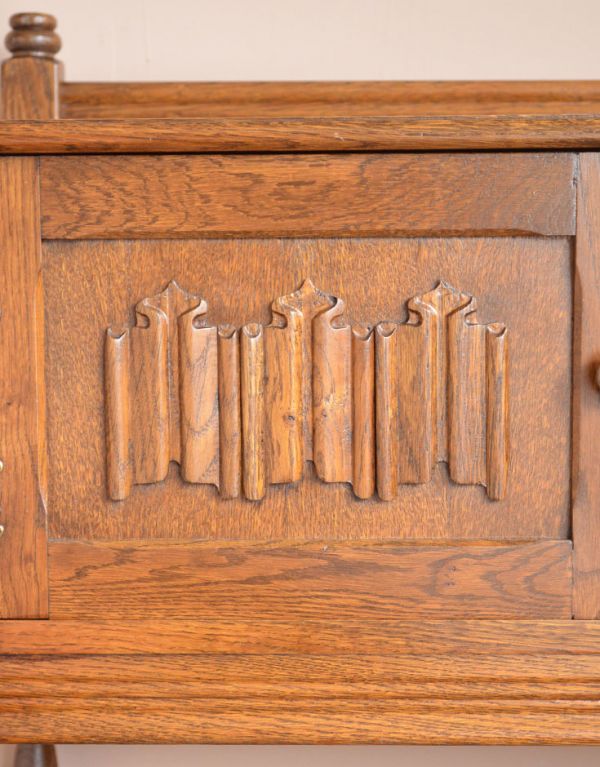 アンティークのクラシックな英国家具、収納付のテレフォンベンチ（電話