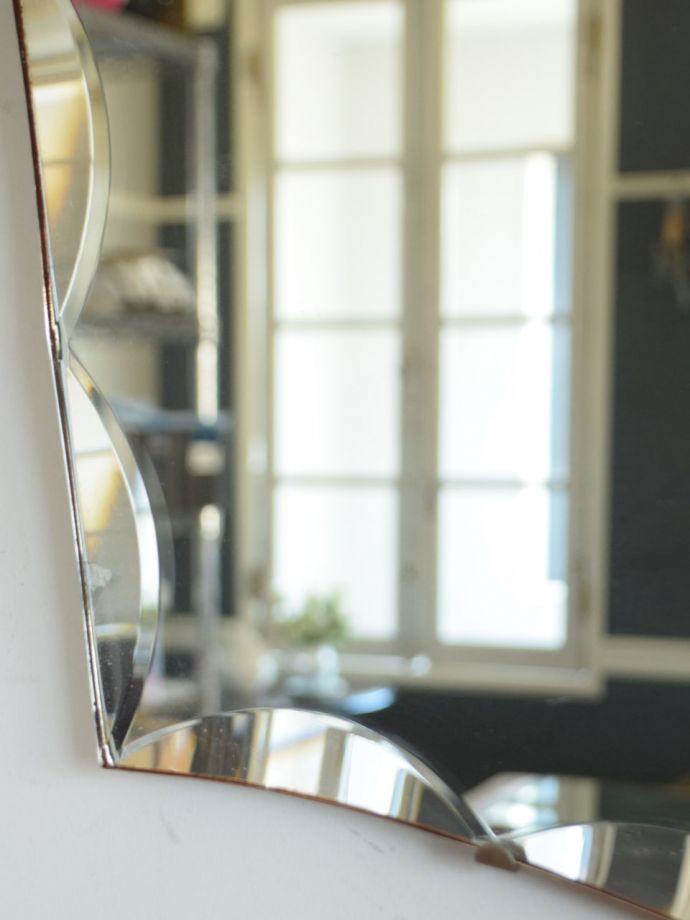 アンティークのカッティングミラー、イギリスで見つけた壁掛け鏡(m