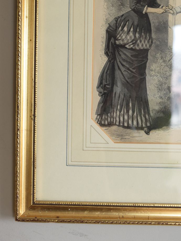 イギリスのアンティーク雑貨、英国貴婦人のおしゃれなアートフレーム(m