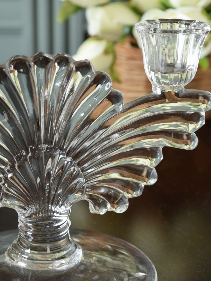 アンティークガラスのキャンドルスタンド