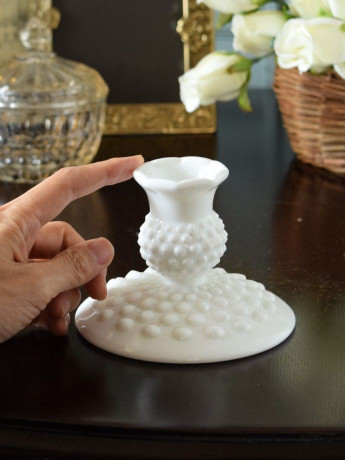 アンティークガラスのロウソク立て