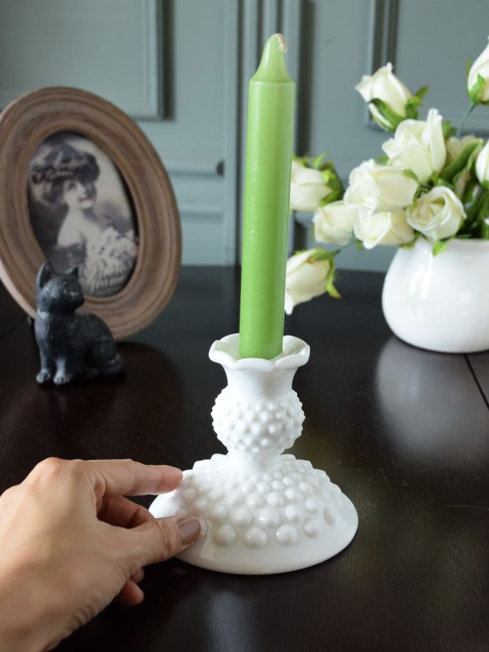 アンティークガラスのロウソク立て