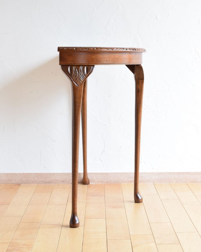 アンティークのテーブル アンティーク家具 イギリスから届いたアンティーク家具、革張り天板のコンソールテーブル。グルッと180度。(m-588-f)