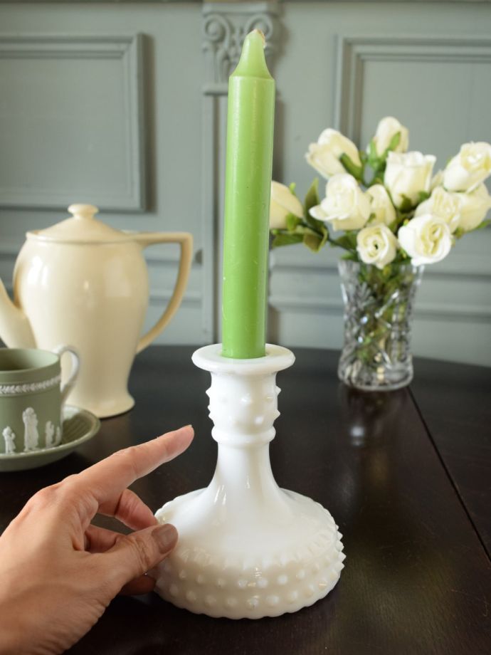 アンティークガラスのロウソク立て