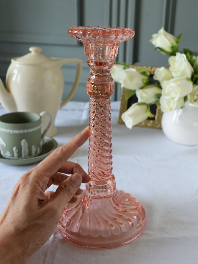 アンティークガラスのロウソク立て