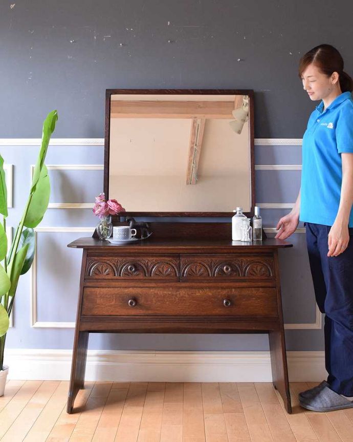 アンティークのドレッサー　アンティーク家具　アンティークの英国家具、オーク材のドレッシングチェスト。女性のため家具。(m-619-f)