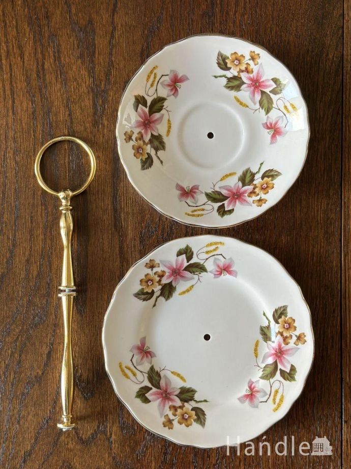 英国アンティークのおしゃれなケーキスタンド、クラウンスタッフォード