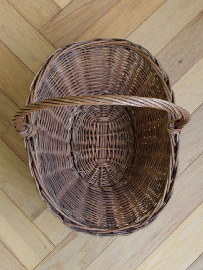 本物イギリスアンティークバスケット　レアミニ　花モチーフ 本物イギリスアンティークバスケット レアミニ 花モチーフ 本物