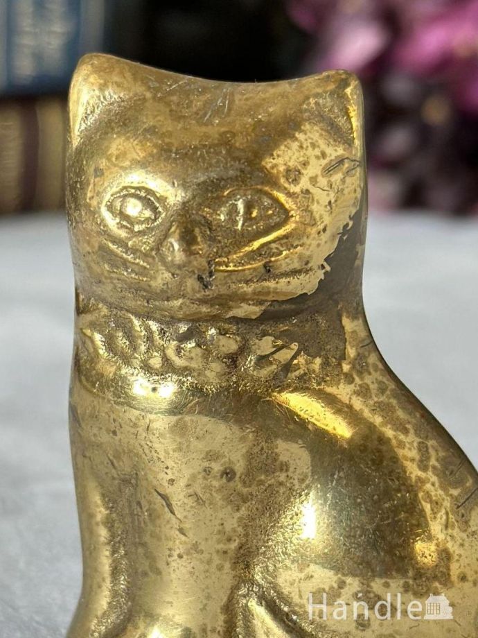 アンティークのブラスオブジェ、イギリスで見つけた小さな真鍮のネコ