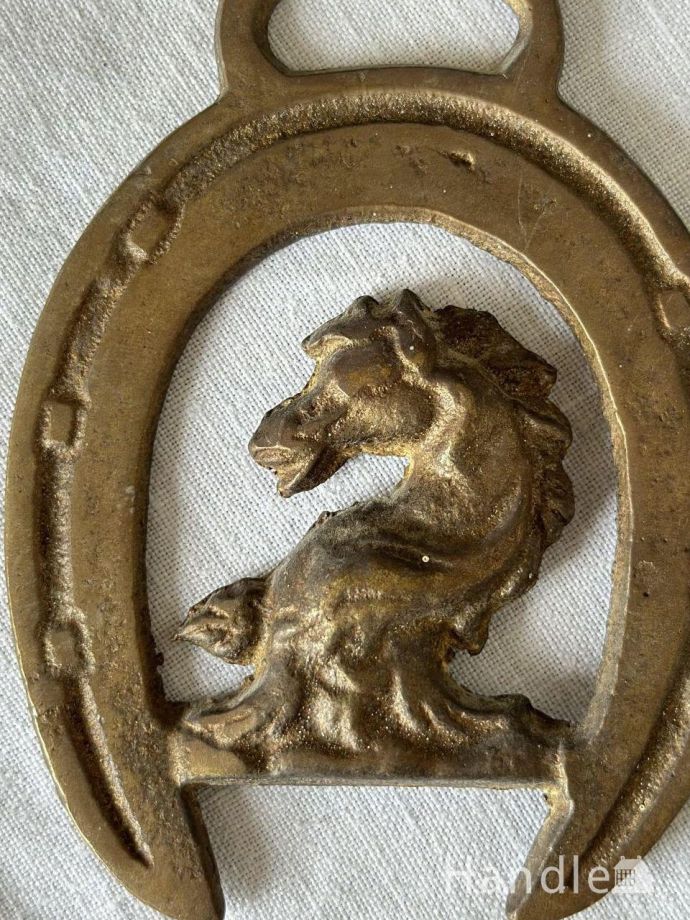 イギリスのアンティーク雑貨、馬モチーフの真鍮製ホースブラス(m-8141