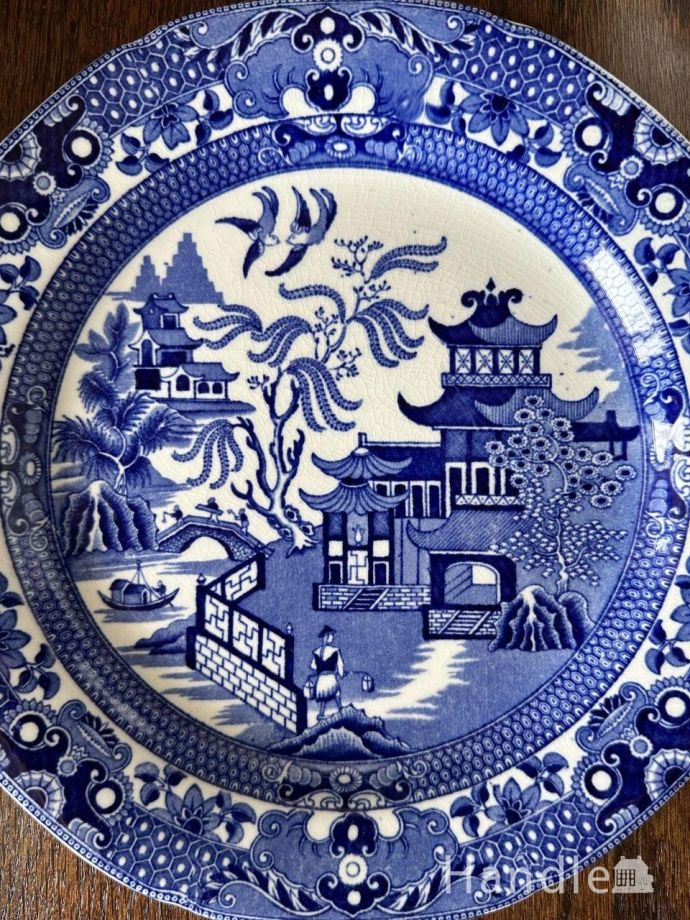 英国Burleigh社のビンテージプレート、ウィローパターンのおしゃれなお