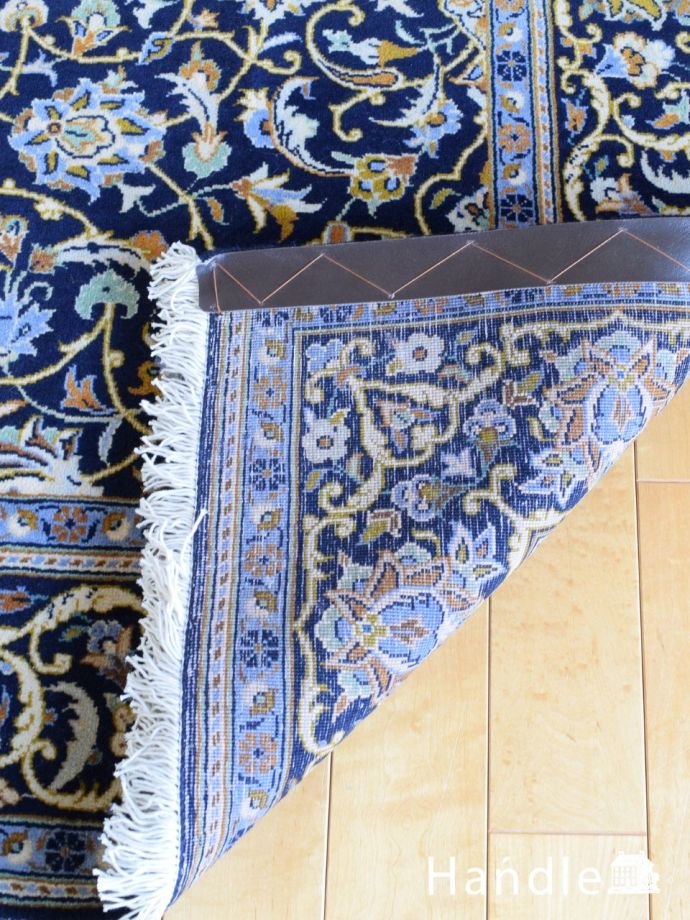 コルクウールのオールドペルシャ絨毯、Kashan（カシャーン）のラグ(m