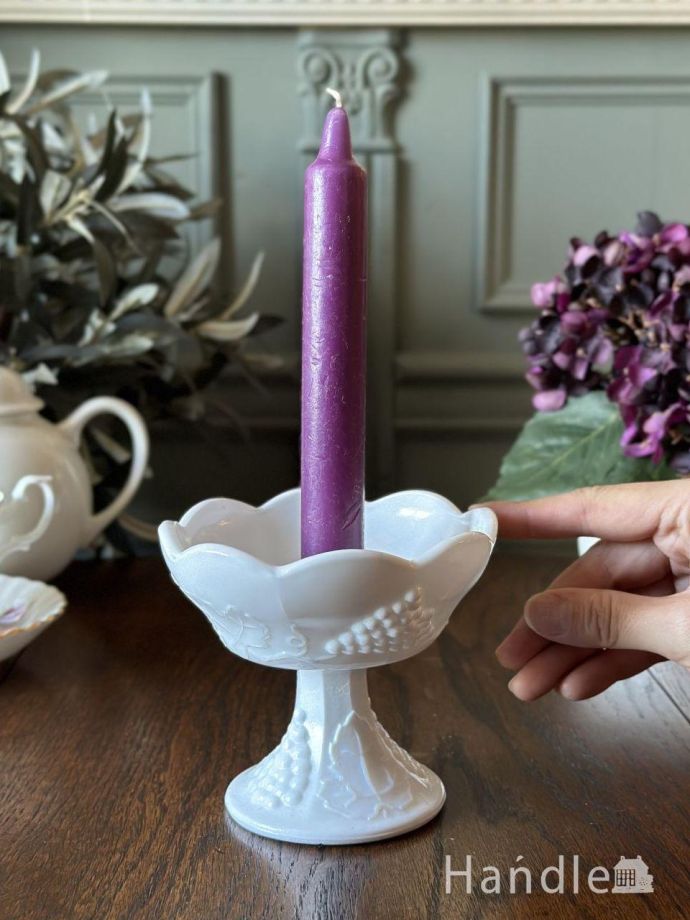 アンティークガラスのロウソク立て