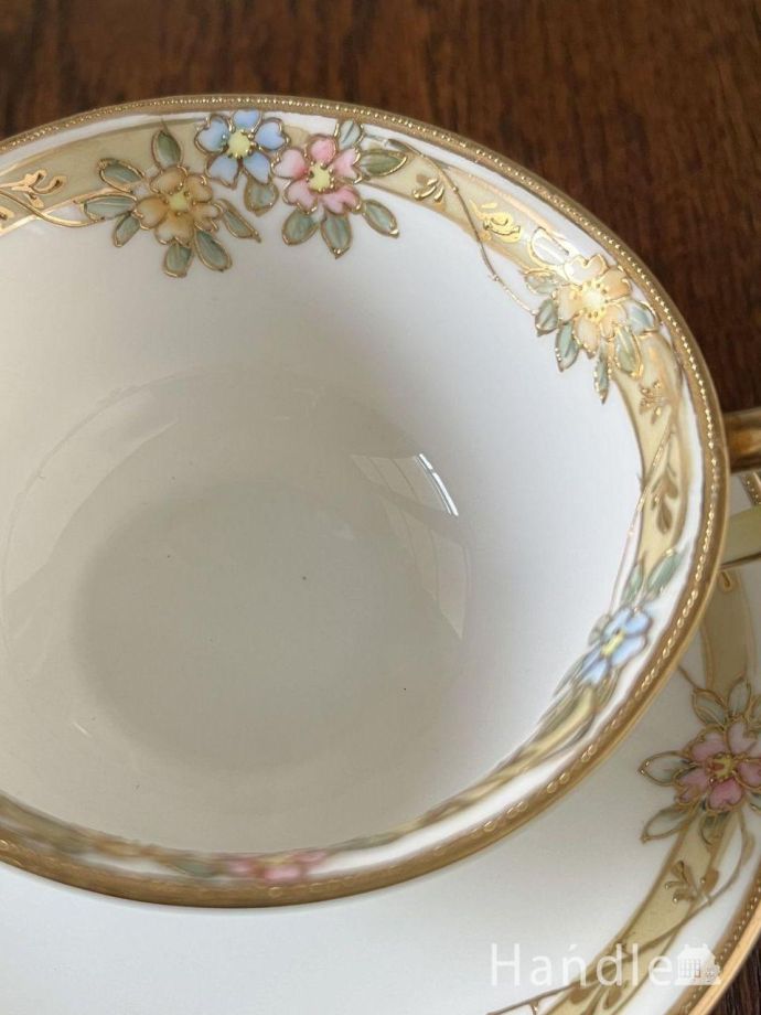 オールドノリタケの美しいアンティーク食器、お花模様が美しいカップ