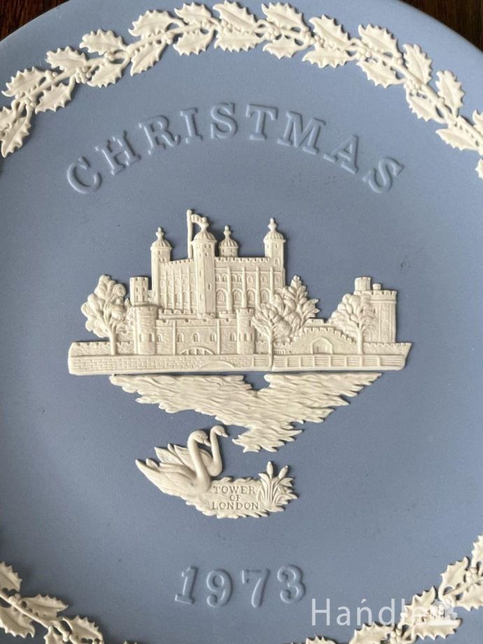 Wedgwoodのジャスパーウェアプレート、1973年生まれのクリスマス