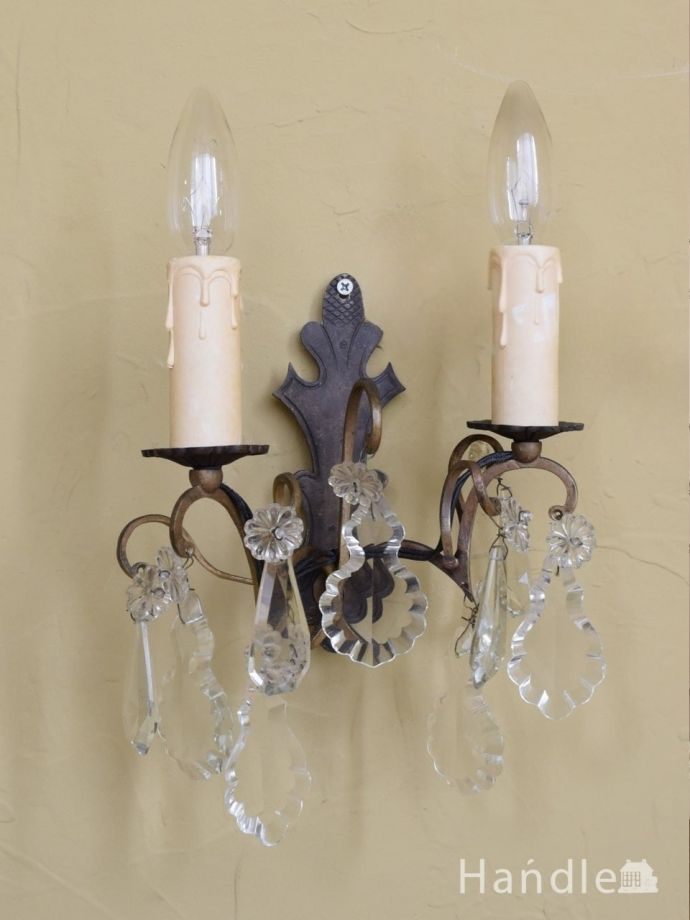 アンティークガラスの壁付け照明