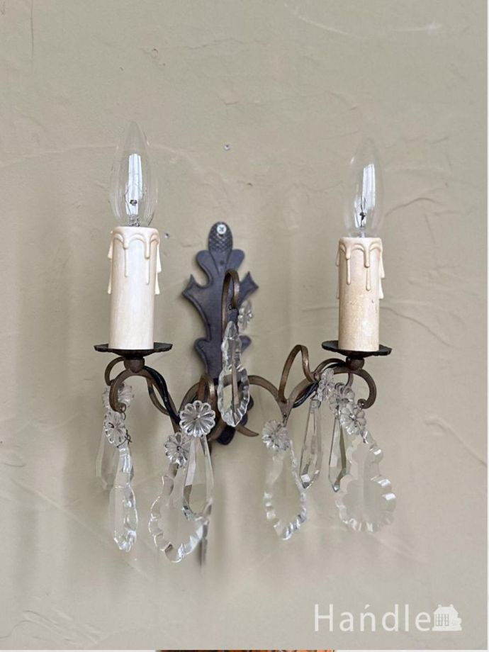 アンティークガラスの壁付け照明