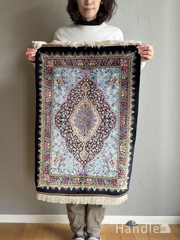 ペルシャ絨毯の使いやすい玄関マット、クムで織られたシルクの