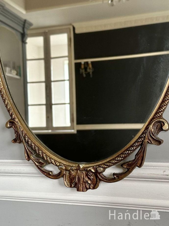 イギリスから届いたおしゃれなアンティークミラー、縁取りの