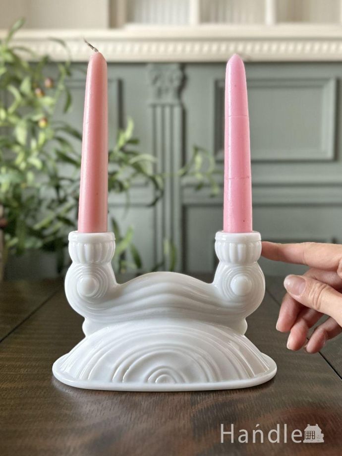 アンティークガラスのロウソク立て