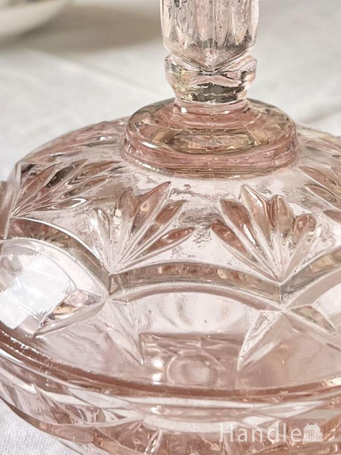 アンティークガラスのフタ付きケース