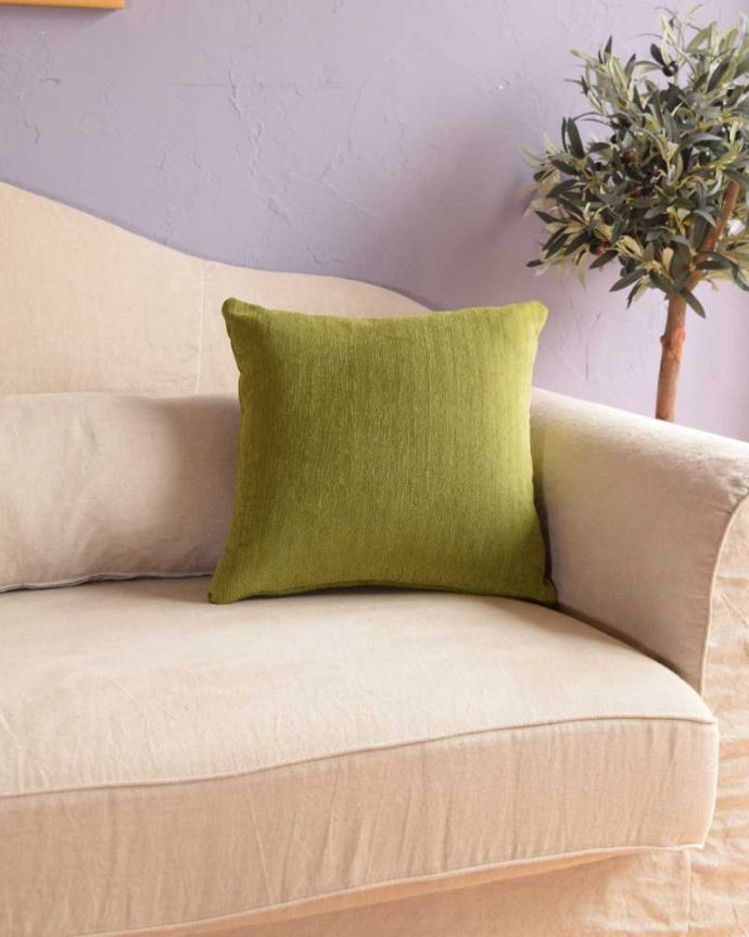 ファブリック(布)雑貨 インテリア雑貨 Handleオリジナルソファ「Marie」クッション(ハーブ)。お家の洗濯機で洗えます汚れてもお家の洗濯機でジャブジャブ洗えるので安心です。(n10-038)
