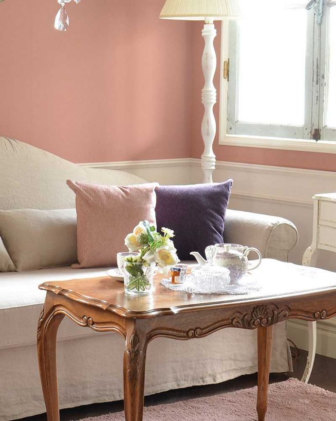 ファブリック（布）雑貨　インテリア雑貨　Handleオリジナルソファ「Marie」クッション（ピンク）。お部屋の挿し色優し色のクッションをお部屋の挿し色にいかがでしょう？。(n10-041)