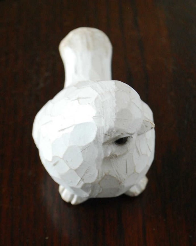 リビング雑貨　インテリア雑貨　コロンとしたかわいい小鳥に癒される、アンティーク調のオブジェ。上から見ると・・・アンティーク調仕上げです。(n12-286)