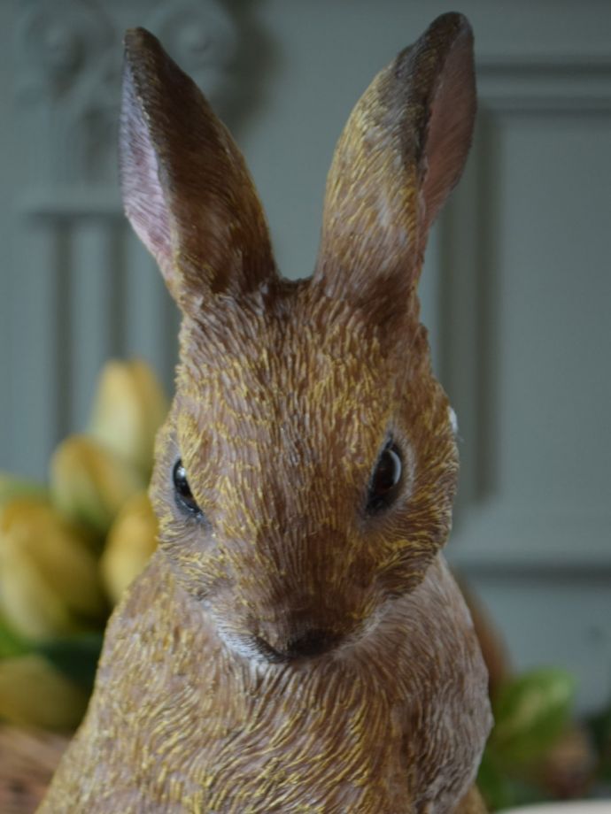 可愛いウサギのディスプレイ雑貨、野ウサギのオブジェ(n12-462