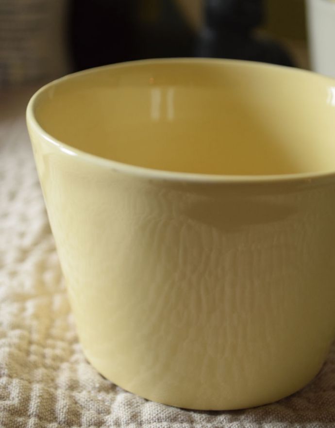 おしゃれな陶器の食器、優しいクリームイエローのボウル(n18-023