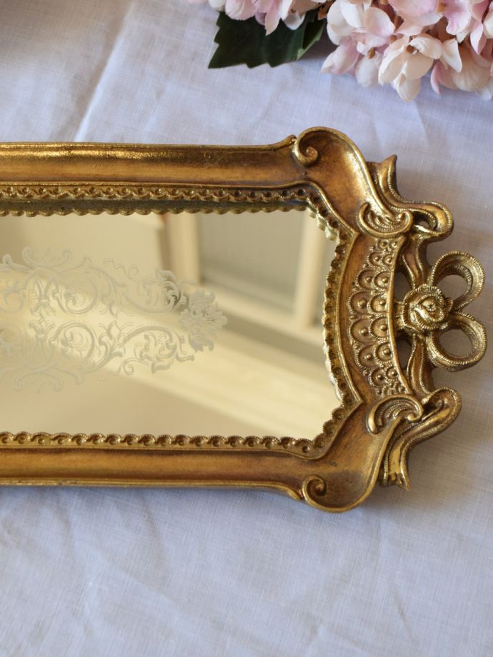 アンティーク調のミラートレイ