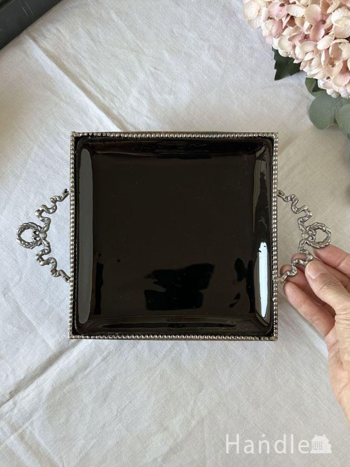 真鍮×陶器のトレイ