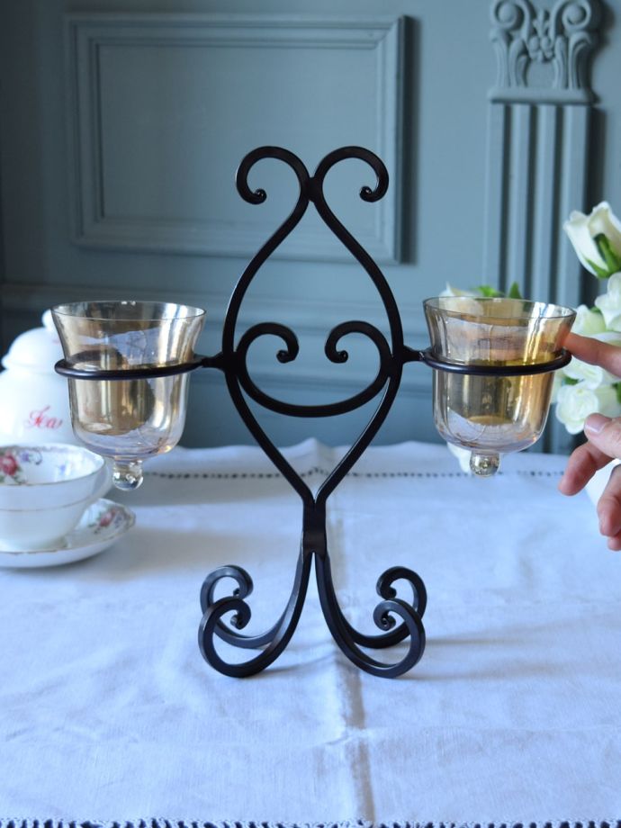 アイアン×ガラスのキャンドルホルダー