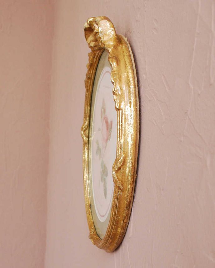 リビング雑貨 インテリア雑貨 壁のお洒落を楽しむピンクローズのアートフレーム。横から見ると…こんな感じです。(n7-154)