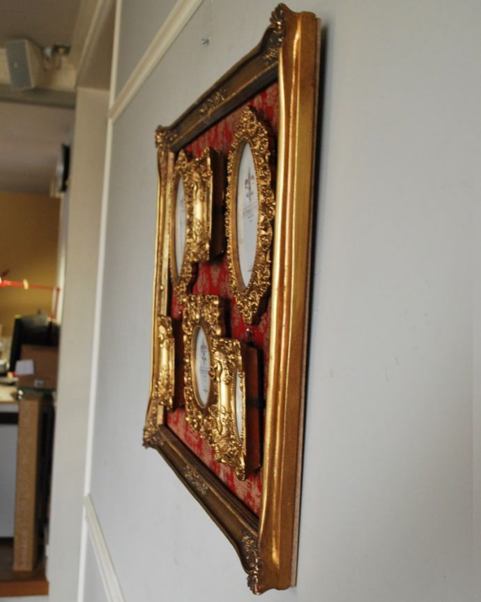 インテリア雑貨 アンティーク風のファミリーフォトフレーム(RD) 横から見ると・・・こんな感じです。(n7-190)