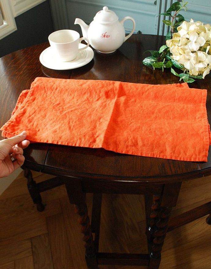 ファブリック（布）雑貨　インテリア雑貨　キッチンタオルOR　洗うたびに良い風合いになっていきます吸水性と速乾性に優れたリネン。(n9-067)