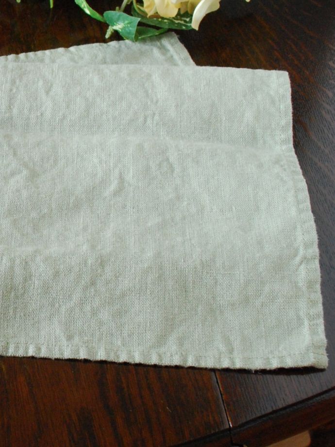 ファブリック(布)雑貨 インテリア雑貨 使うほどに柔らかくなるリネン、いろいろ便利に使えるリネンのキッチンクロス(ライトグリーン) リネンのキッチンクロス使うたびに柔らかく風合いがよくなるリネンのキッチンクロス、発色もとてもいいものを選びました。(n9-070)