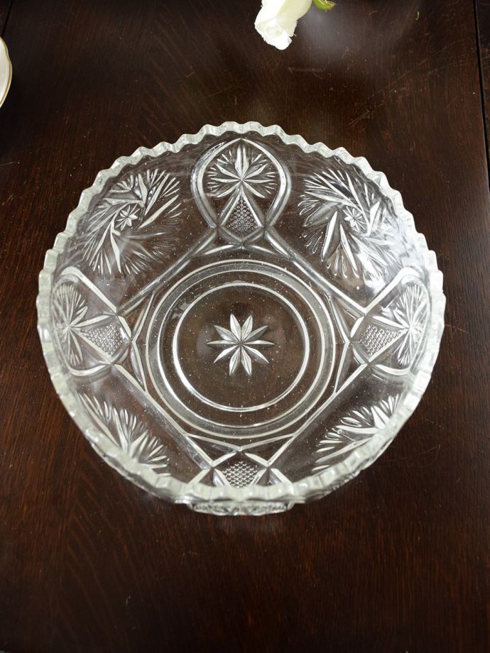 ◇英国アンティーク　カットガラス　スターリングシルバー蓋付　キャンディーボウル ◇英国アンティーク カットガラス スターリングシルバー蓋付