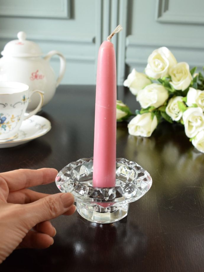 アンティークガラスのロウソク立て