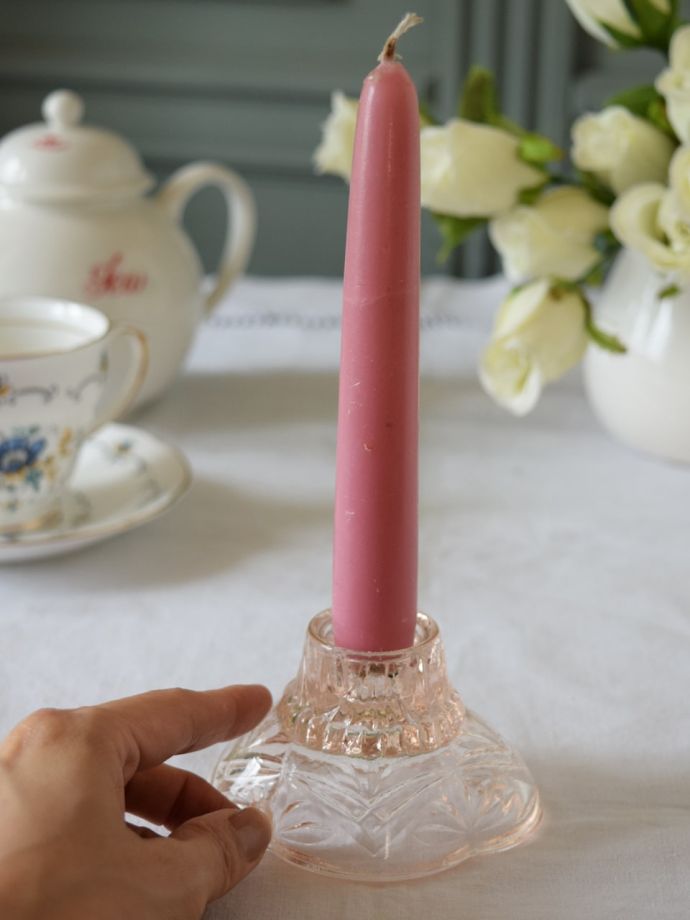 アンティークガラスのロウソク立て