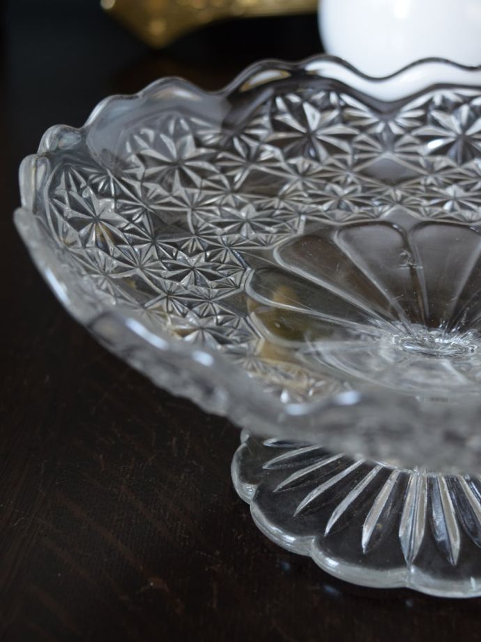 アンティークガラスの雑貨、ケーキスタンド