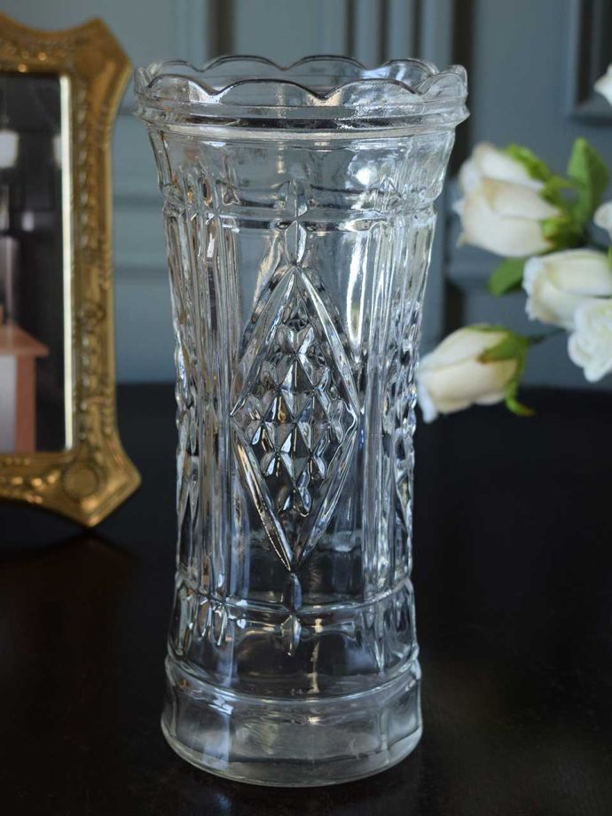 アンティークガラスの雑貨、フラワーベース